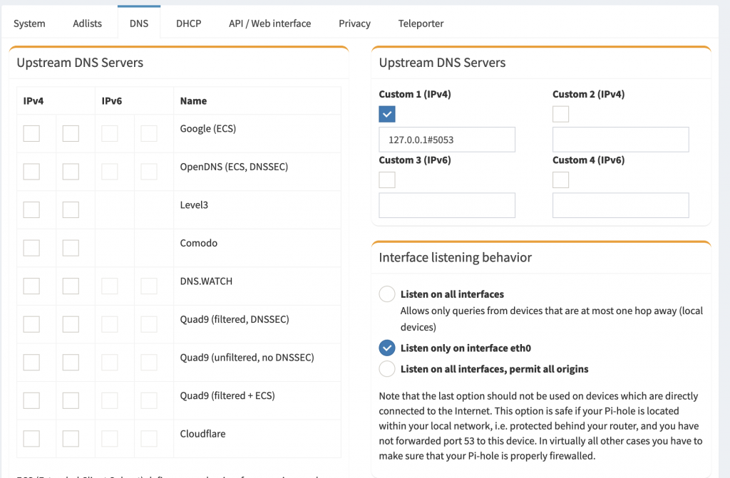 Configure Pi-Hole to use DNS-over-HTTPS